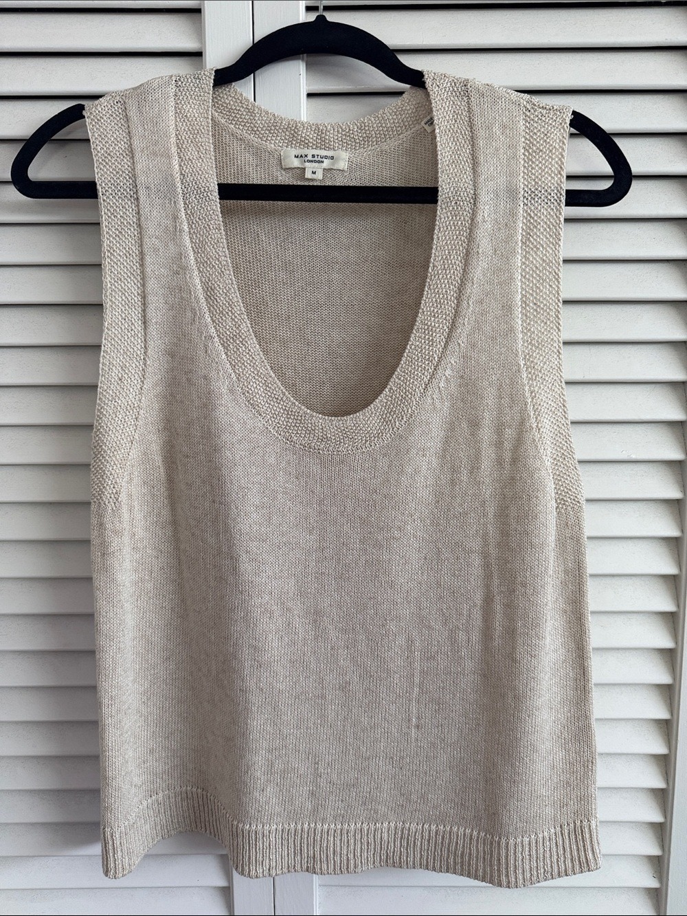 Max Studio Neutral Beige Knit Scoop Tank